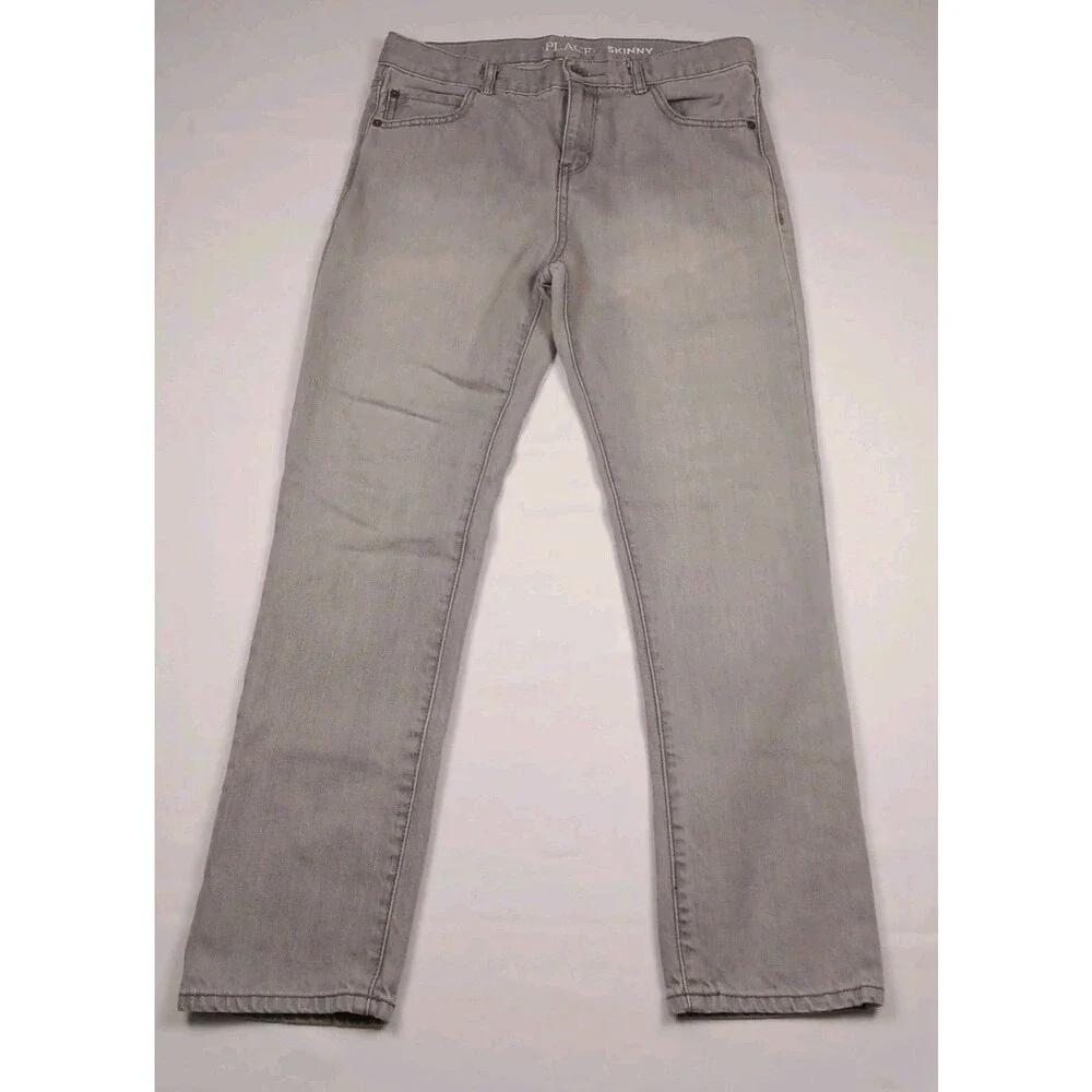 Childrens Place PLACE Mens Boys Size 12 Husky Gray Skinny Leg Denim Jeans